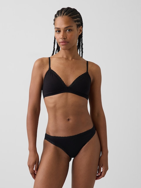 SoftMade Organic Stretch Cotton Lace-Trim Triangle Bralette