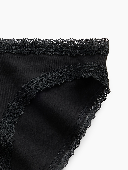 Image number 3 showing, MadeSoft Organic Stretch Cotton Lace-Trim Bikini