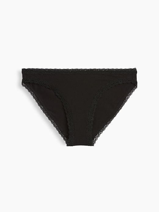 Image number 4 showing, MadeSoft Organic Stretch Cotton Lace-Trim Bikini