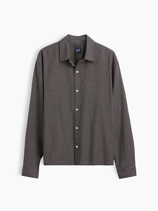 L'image numéro 5 présente Chemise oxford courte décontractée à ourlet droit