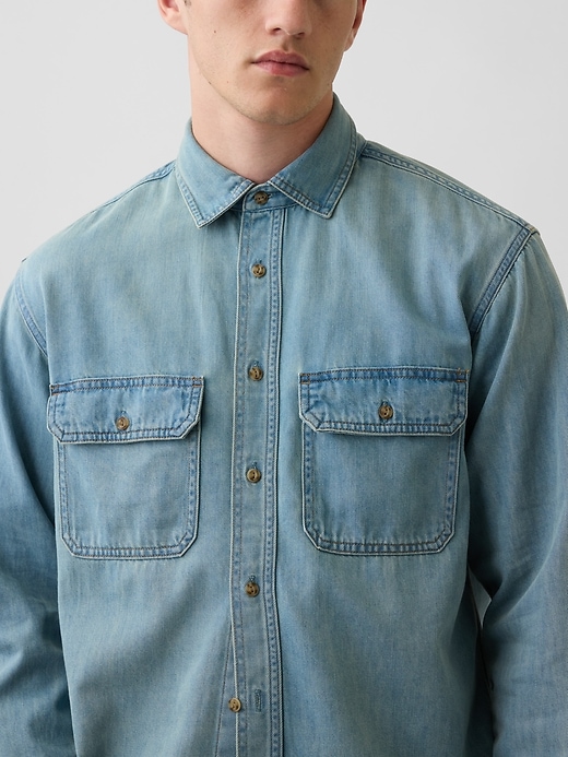 Image number 4 showing, UltraSoft Denim Relaxed Utility Shirt