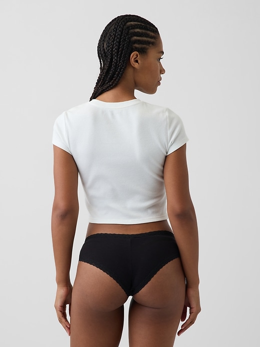 Image number 2 showing, MadeSoft Organic Stretch Cotton Lace-Trim Cheeky Hipster