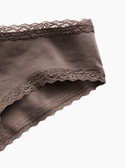 Image number 3 showing, MadeSoft Organic Stretch Cotton Lace-Trim Cheeky Hipster