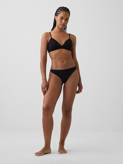 Image number 4 showing, MadeSoft Organic Stretch Cotton Lace-Trim Thong