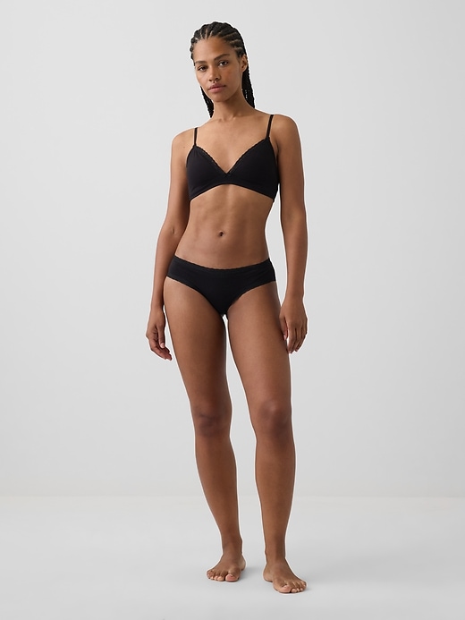 Image number 4 showing, MadeSoft Organic Stretch Cotton Lace-Trim Cheeky Hipster