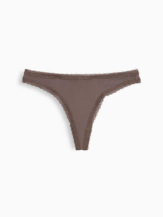 Image number 5 showing, MadeSoft Organic Stretch Cotton Lace-Trim Thong
