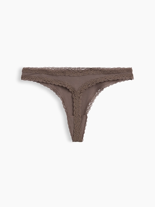 Image number 6 showing, MadeSoft Organic Stretch Cotton Lace-Trim Thong