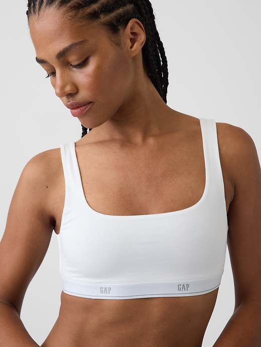 L'image numéro 3 présente Soutien-gorge léger en coton biologique extensible PureDouceur avec logo Gap