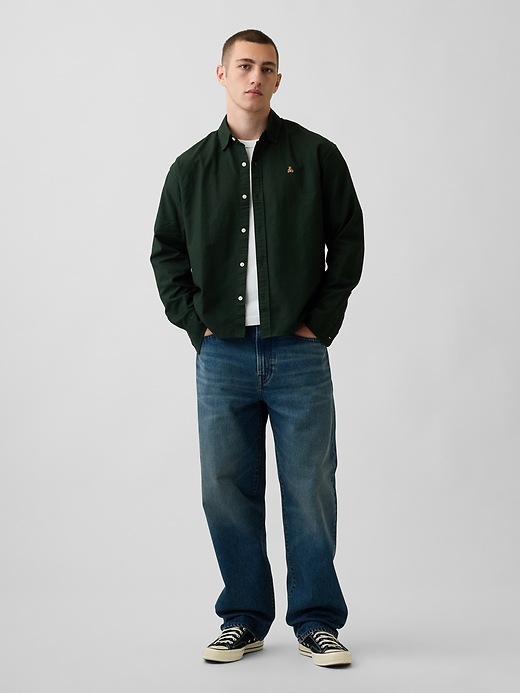 L'image numéro 2 présente Chemise oxford courte décontractée à ourlet droit