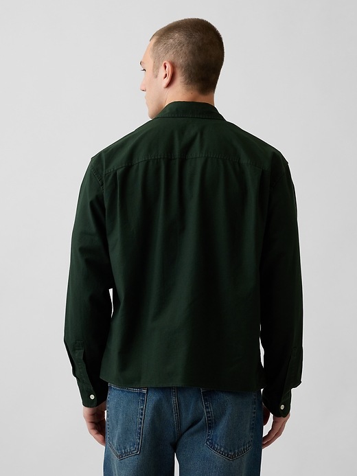 L'image numéro 3 présente Chemise oxford courte décontractée à ourlet droit