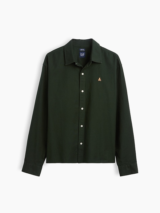 L'image numéro 5 présente Chemise oxford courte décontractée à ourlet droit