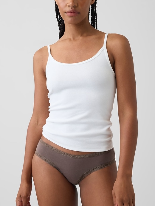 Image number 6 showing, MadeSoft Organic Stretch Cotton Lace-Trim Cheeky Hipster