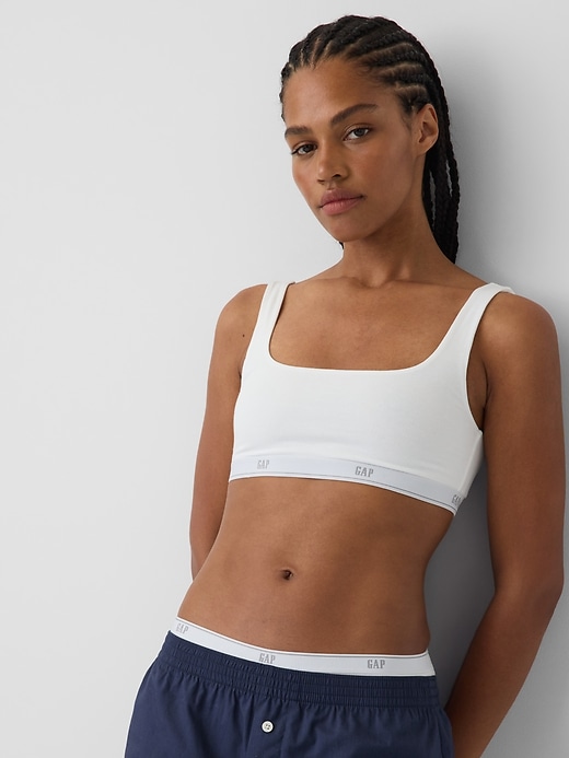 L'image numéro 5 présente Soutien-gorge léger en coton biologique extensible PureDouceur avec logo Gap