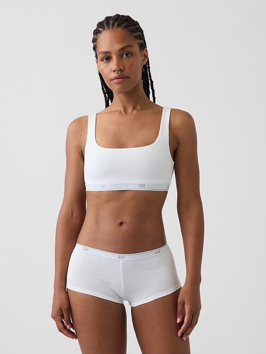 L'image numéro 1 présente Soutien-gorge léger en coton biologique extensible PureDouceur avec logo Gap