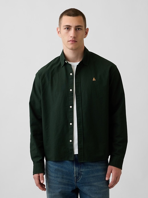 L'image numéro 1 présente Chemise oxford courte décontractée à ourlet droit
