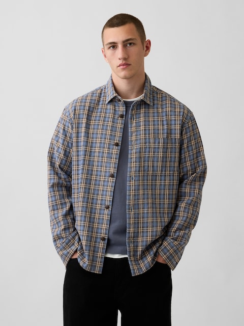 Sunwashed Twill Relaxed Plaid Shirt