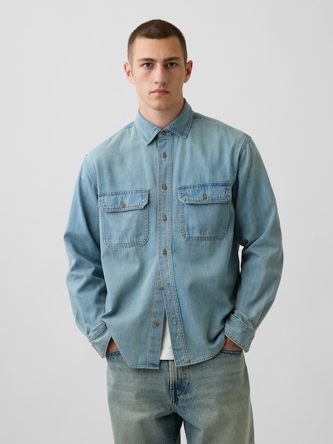 UltraSoft Denim Relaxed Utility Shirt