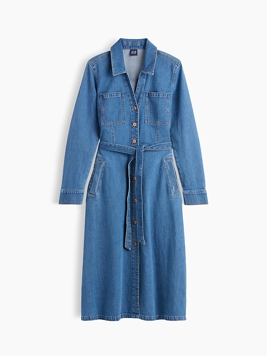 Image number 5 showing, Denim Tie-Belt Midi Dress