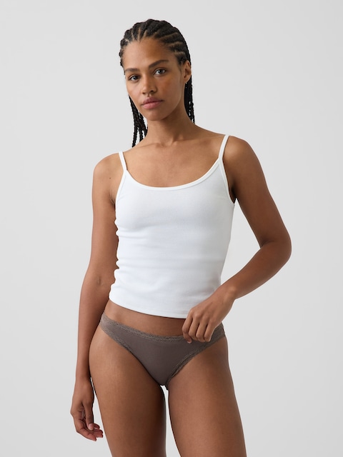 SoftMade Organic Stretch Cotton Lace-Trim Bikini