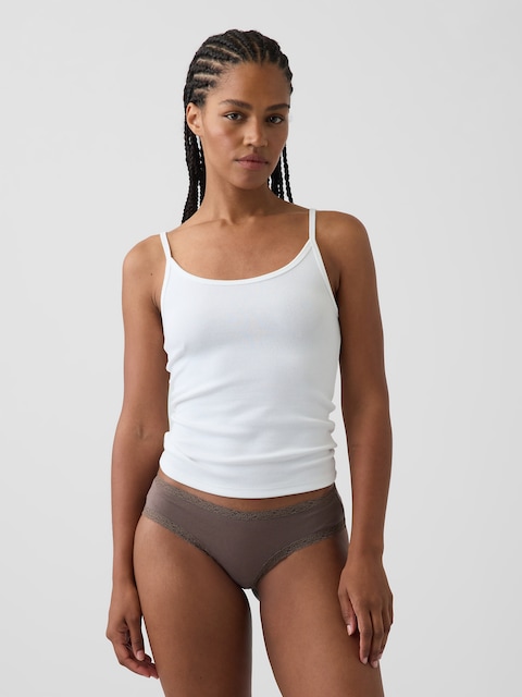 SoftMade Organic Stretch Cotton Lace-Trim Cheeky Hipster