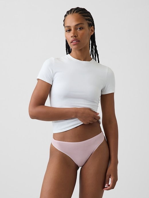 L'image numéro 1 présente Tanga en coton biologique extensible PureDouceur