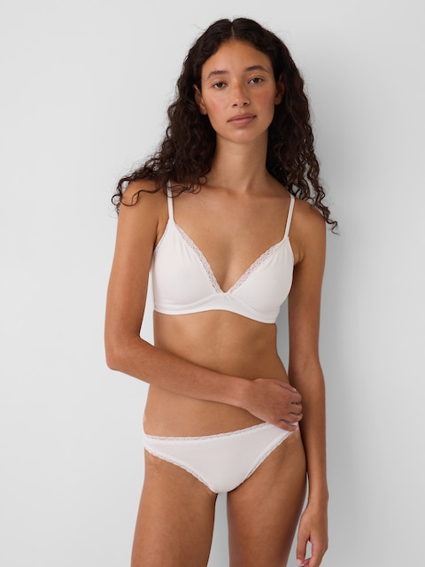 SoftMade Organic Stretch Cotton Lace-Trim Triangle Bralette