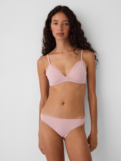 SoftMade Organic Stretch Cotton Lace-Trim Triangle Bralette