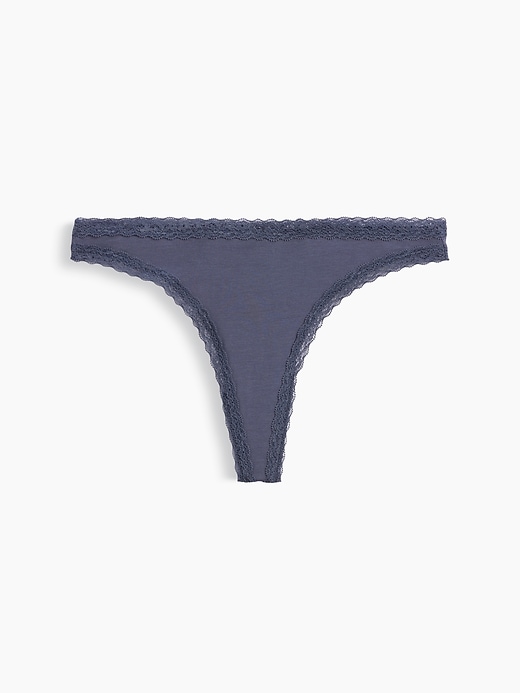 Image number 5 showing, MadeSoft Organic Stretch Cotton Lace-Trim Thong