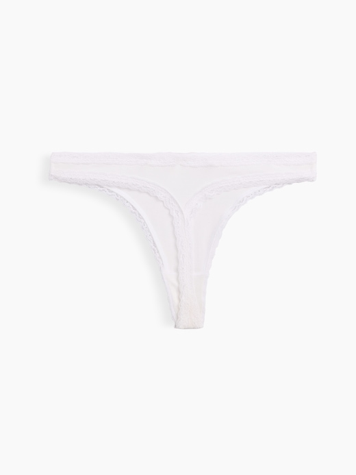 Image number 6 showing, MadeSoft Organic Stretch Cotton Lace-Trim Thong