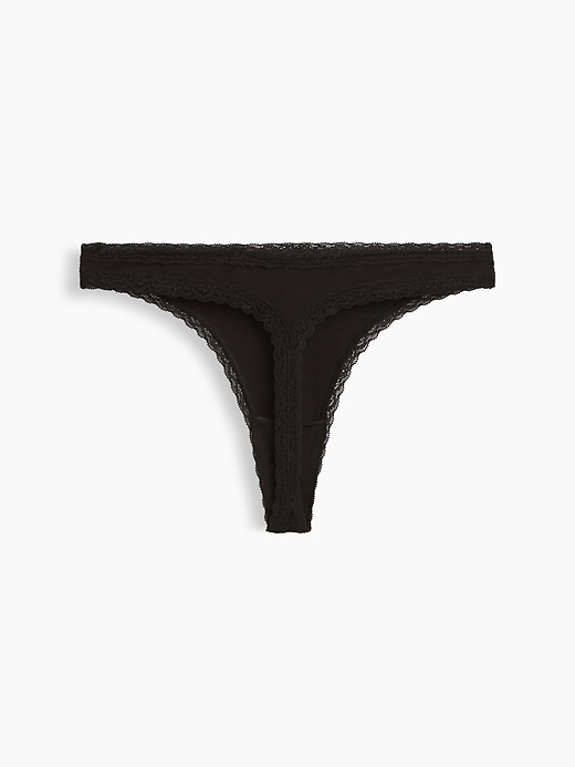 Image number 6 showing, MadeSoft Organic Stretch Cotton Lace-Trim Thong