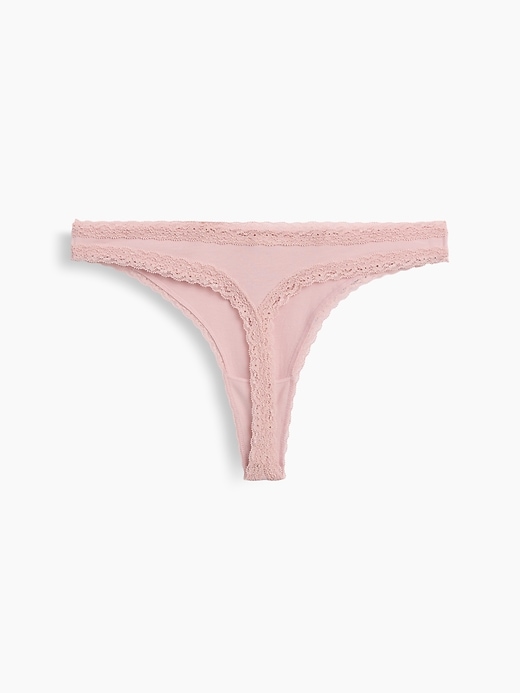 Image number 6 showing, MadeSoft Organic Stretch Cotton Lace-Trim Thong