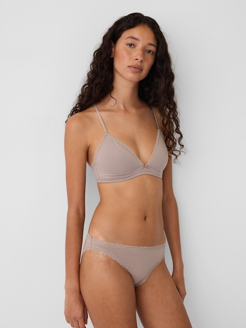 SoftMade Organic Stretch Cotton Lace-Trim Triangle Bralette