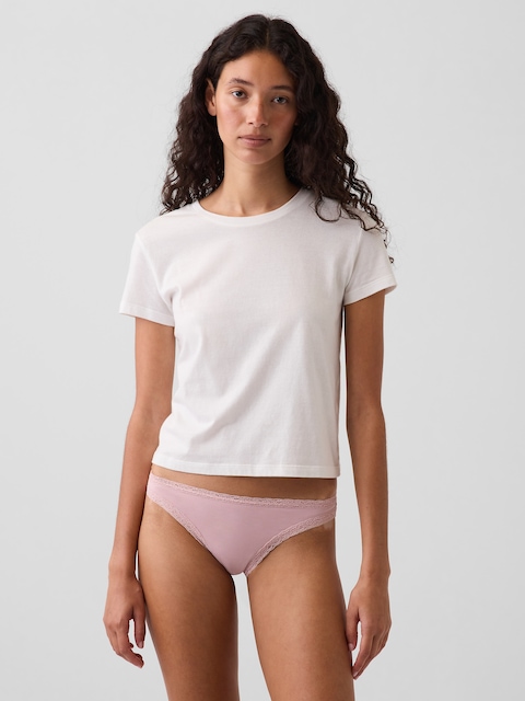 SoftMade Organic Stretch Cotton Lace-Trim Bikini