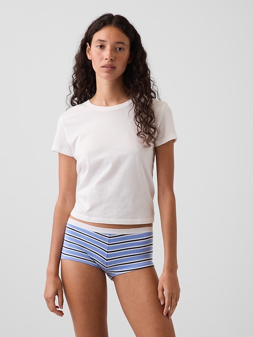 L'image numéro 1 présente Short court en coton biologique extensible ultra-doux
