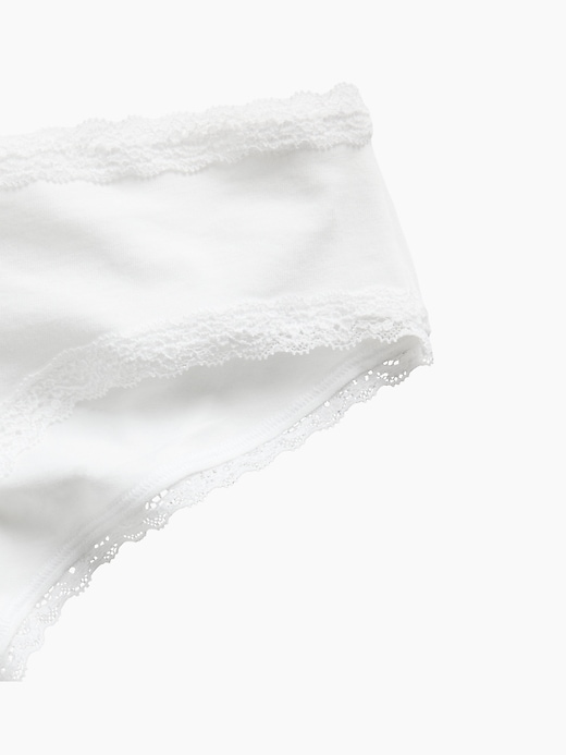 Image number 3 showing, MadeSoft Organic Stretch Cotton Lace-Trim Cheeky Hipster