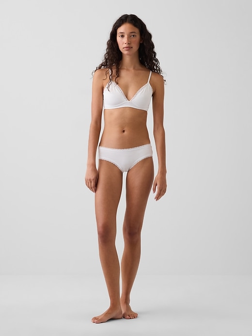 Image number 4 showing, MadeSoft Organic Stretch Cotton Lace-Trim Cheeky Hipster