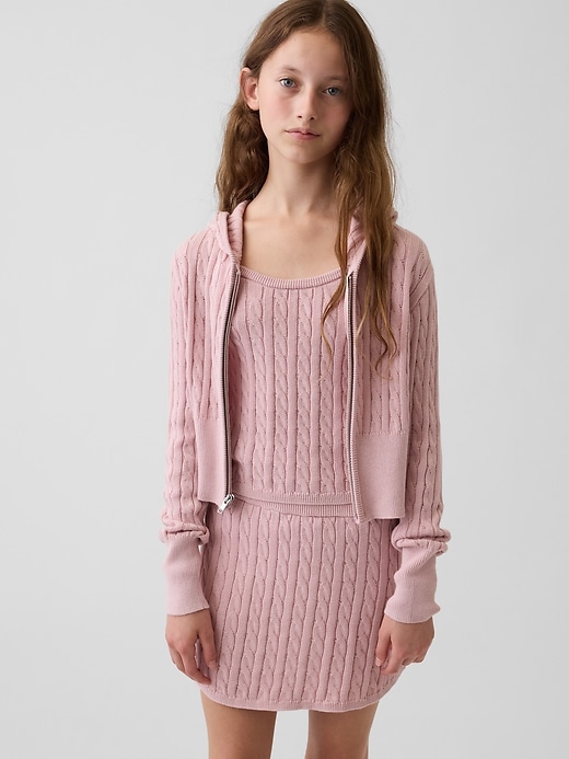 Image number 1 showing, Kids Cable-Knit Sweater Zip Hoodie