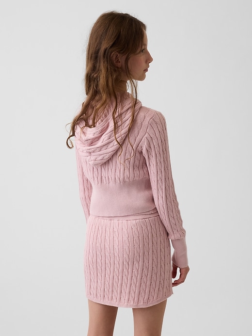 Image number 3 showing, Kids Cable-Knit Sweater Zip Hoodie