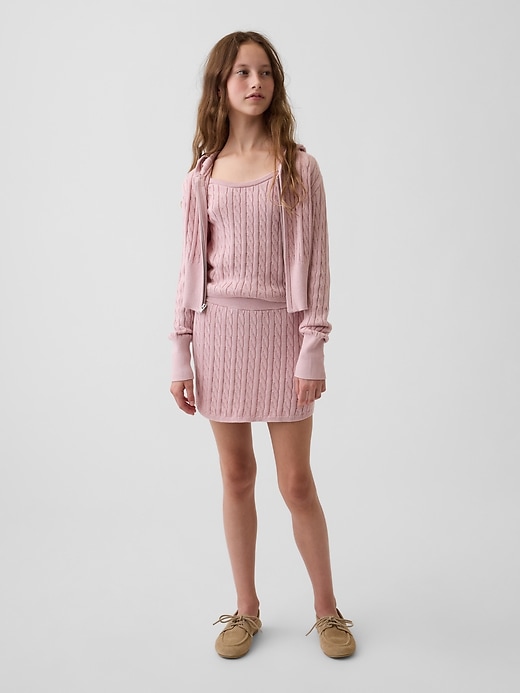 Image number 4 showing, Kids Cable-Knit Sweater Zip Hoodie