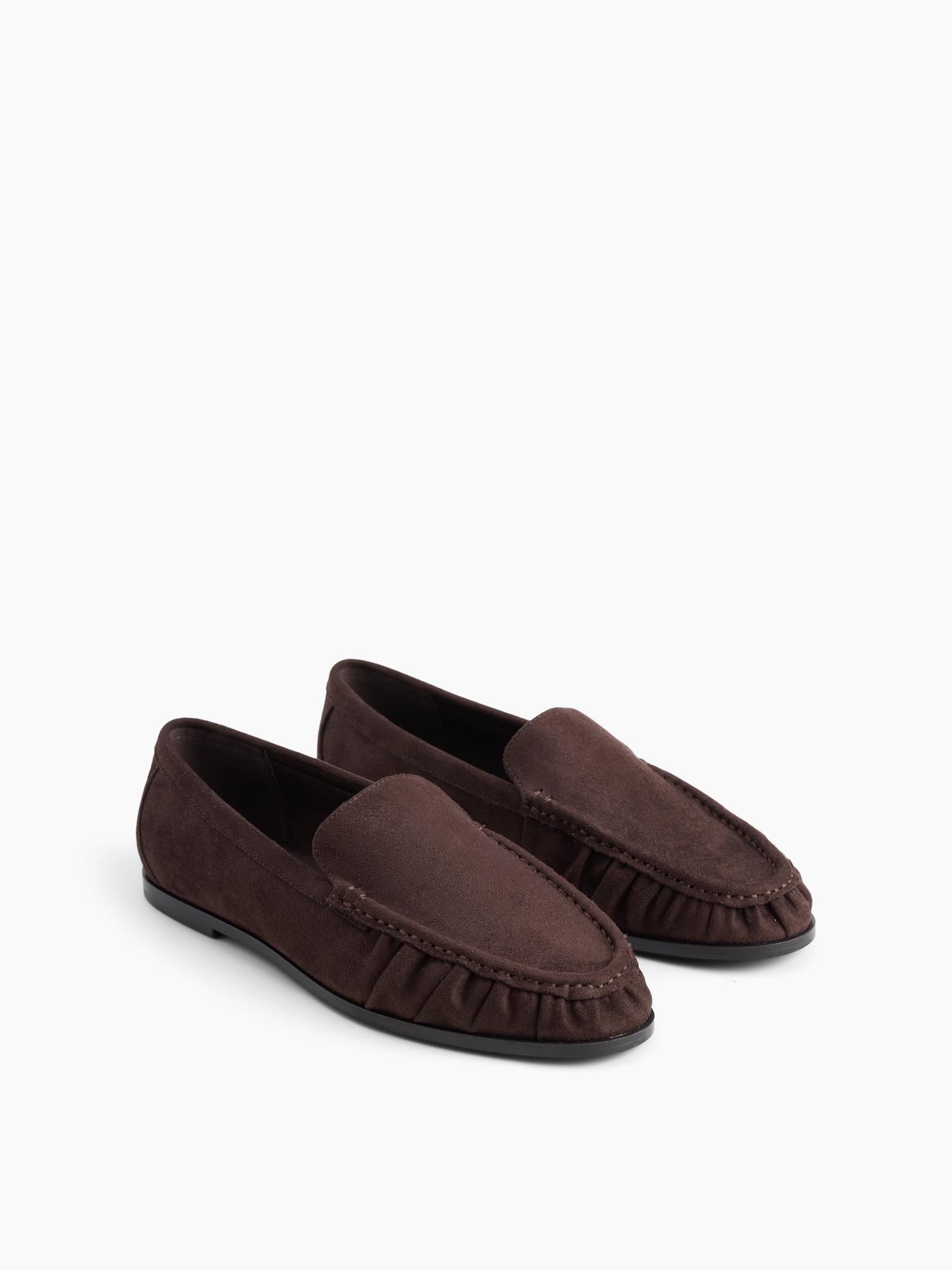 Vegan Suede Ruched Loafers