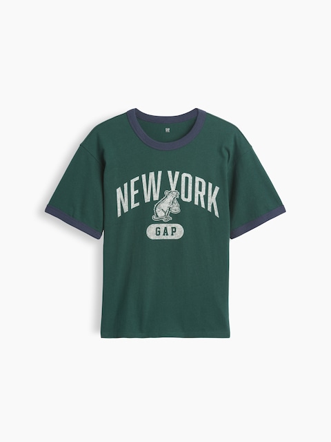 T-SHIRT DÉCONTRACTÉ À BORDS CONTRASTANTS ET À IMPRIMÉ « NEW YORK » POUR ENFANT