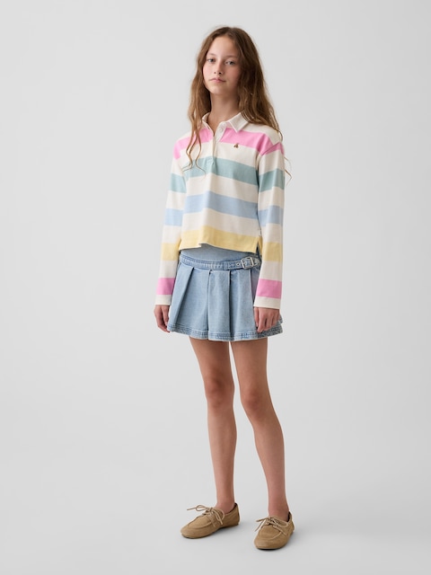 Kids Denim Pleated Mini Skirt