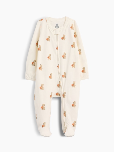 UNE-PIÈCE À PIEDS À MOTIF EN COTON BIOLOGIQUE POUR BÉBÉ