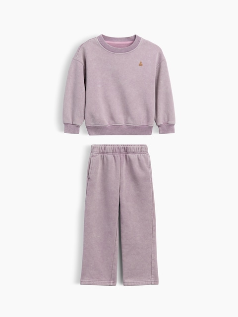 ENSEMBLE EN COTON OUATÉ DÉLAVÉ VINTAGEDOUX POUR BÉBÉ ET TOUT-PETIT