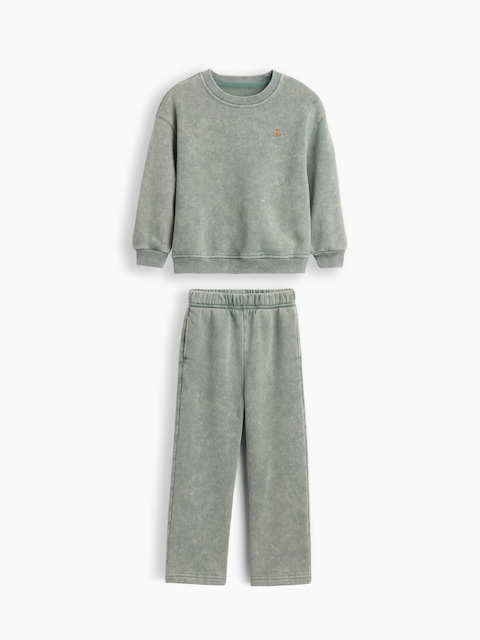 ENSEMBLE EN COTON OUATÉ DÉLAVÉ VINTAGEDOUX POUR BÉBÉ ET TOUT-PETIT