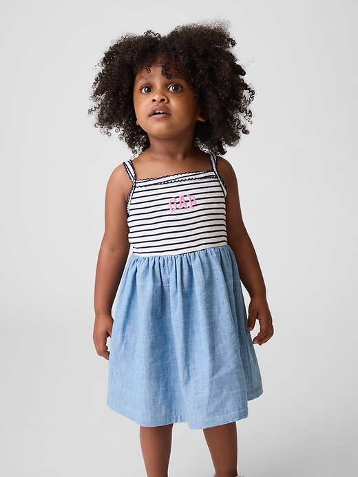 Image number 1 showing, Baby & Toddler Mixed Media Apron Dress