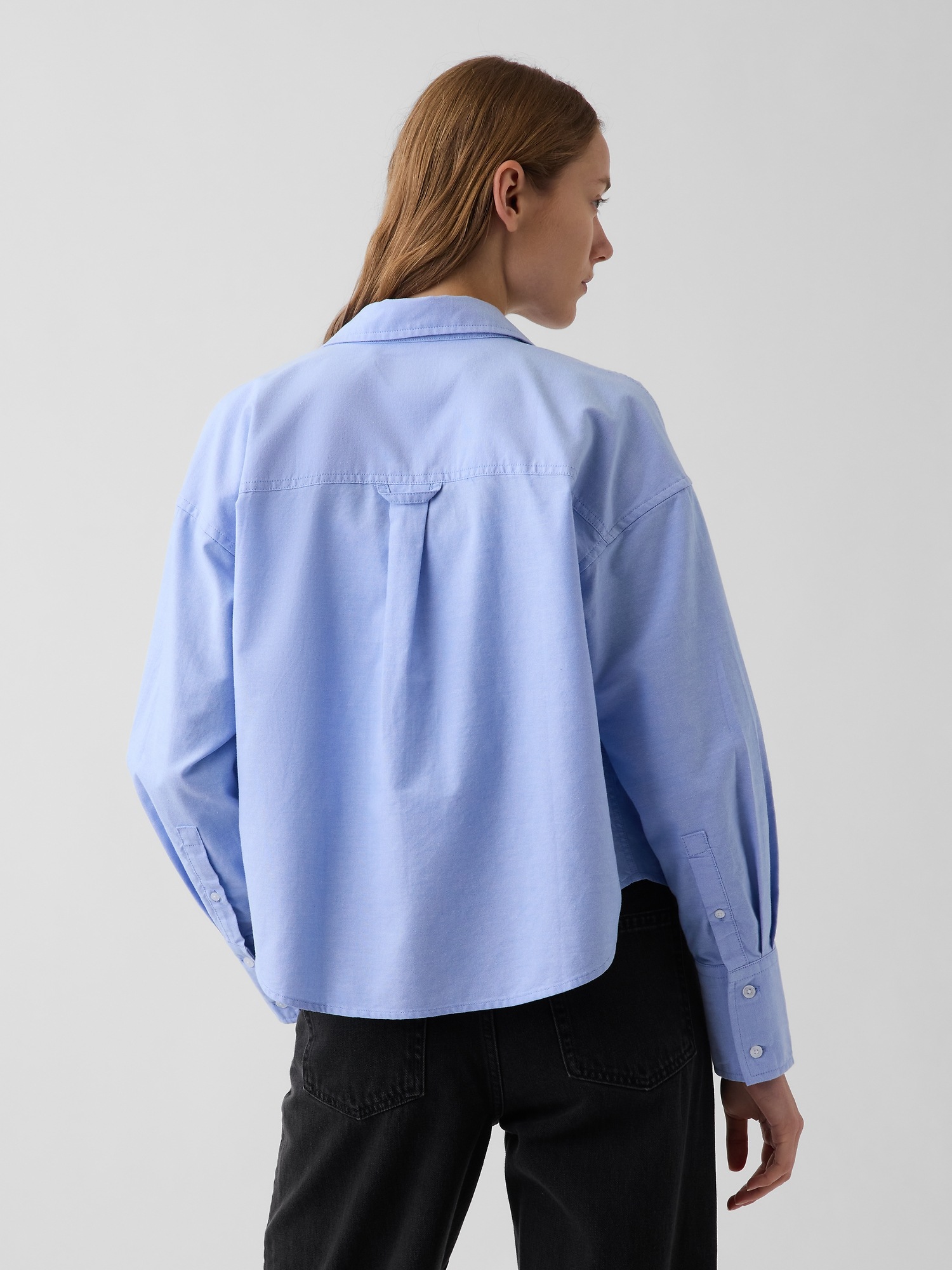 Organic Cotton Oversized Crop Oxford Shirt