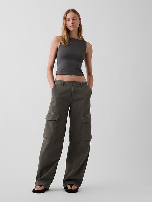 Image number 1 showing, Low Rise Twill Baggy Barrel Cargo Pants