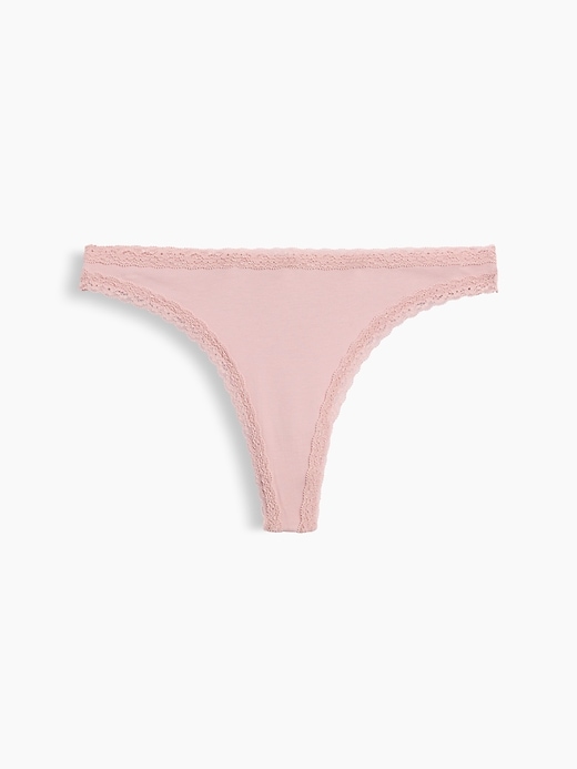 Image number 5 showing, MadeSoft Organic Stretch Cotton Lace-Trim Thong