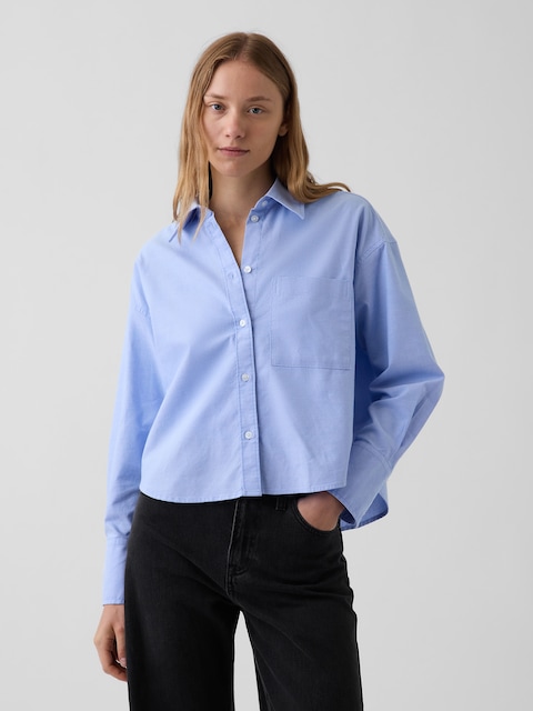 Organic Cotton Oversized Crop Oxford Shirt